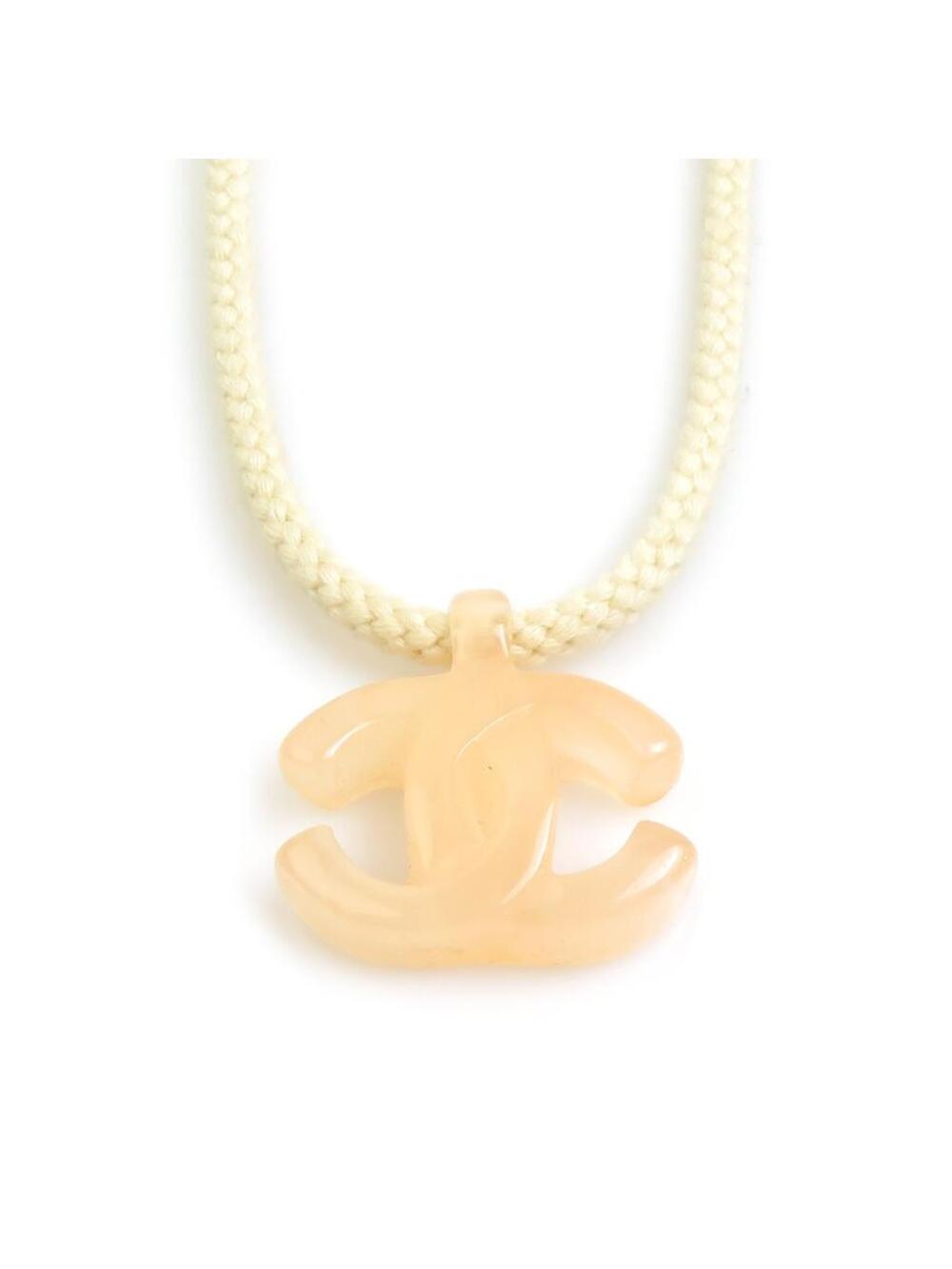 Auth Chanel Cc Logo Necklace Pink Beige #363515C23B